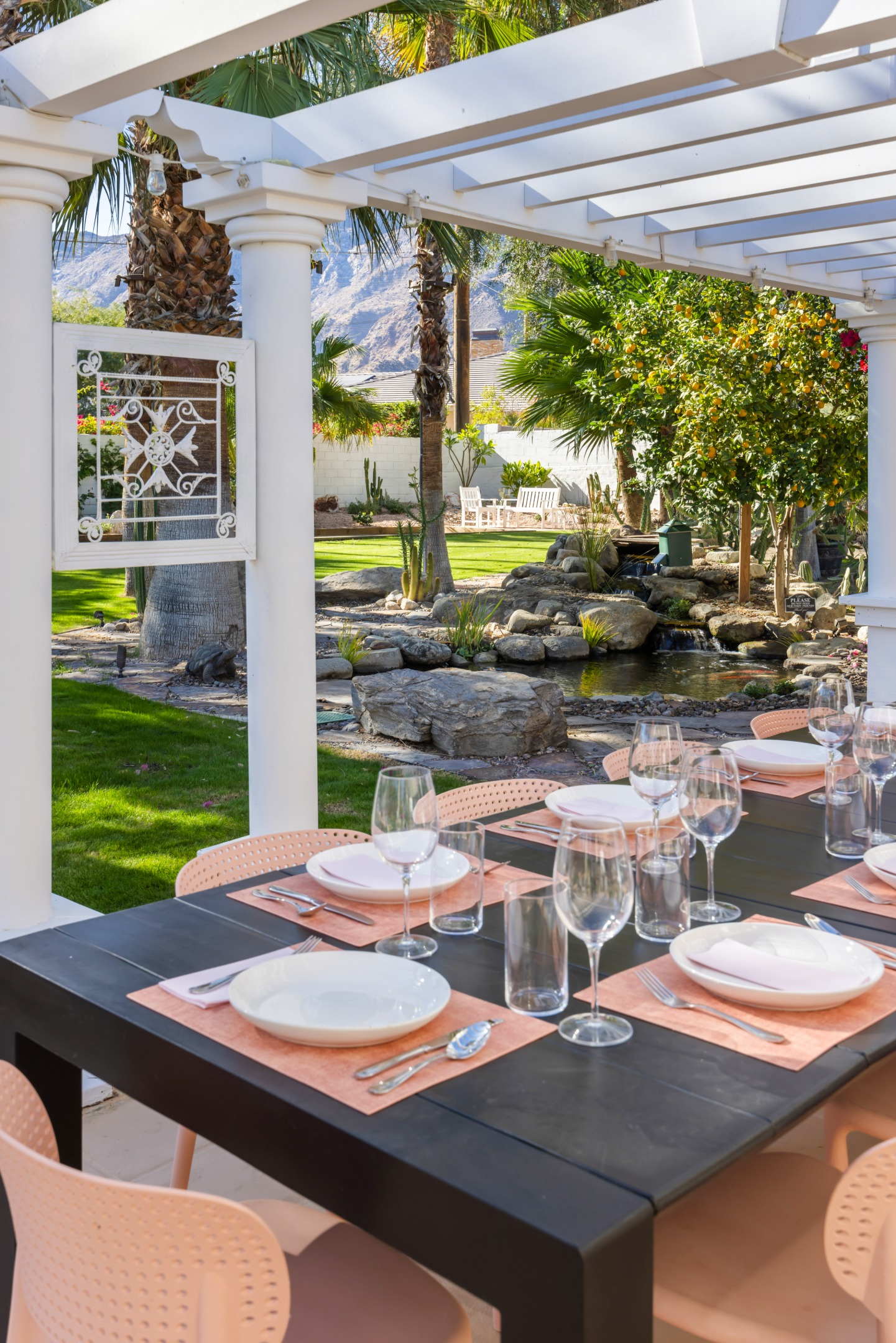 Event space at Palm Springs Wedding Estate with Retro Pool Vibes + Hollywood History