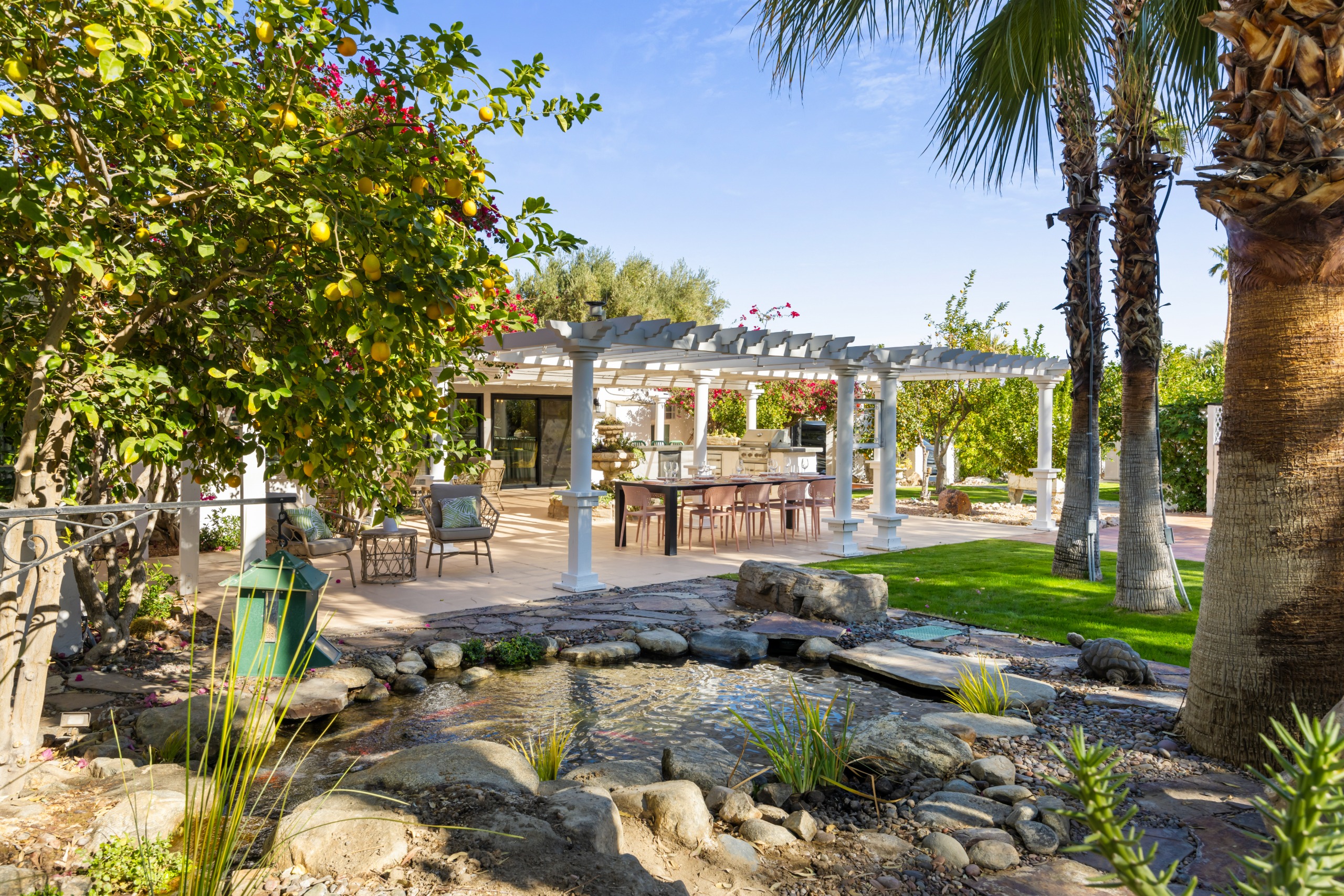 Event space at Palm Springs Wedding Estate with Retro Pool Vibes + Hollywood History