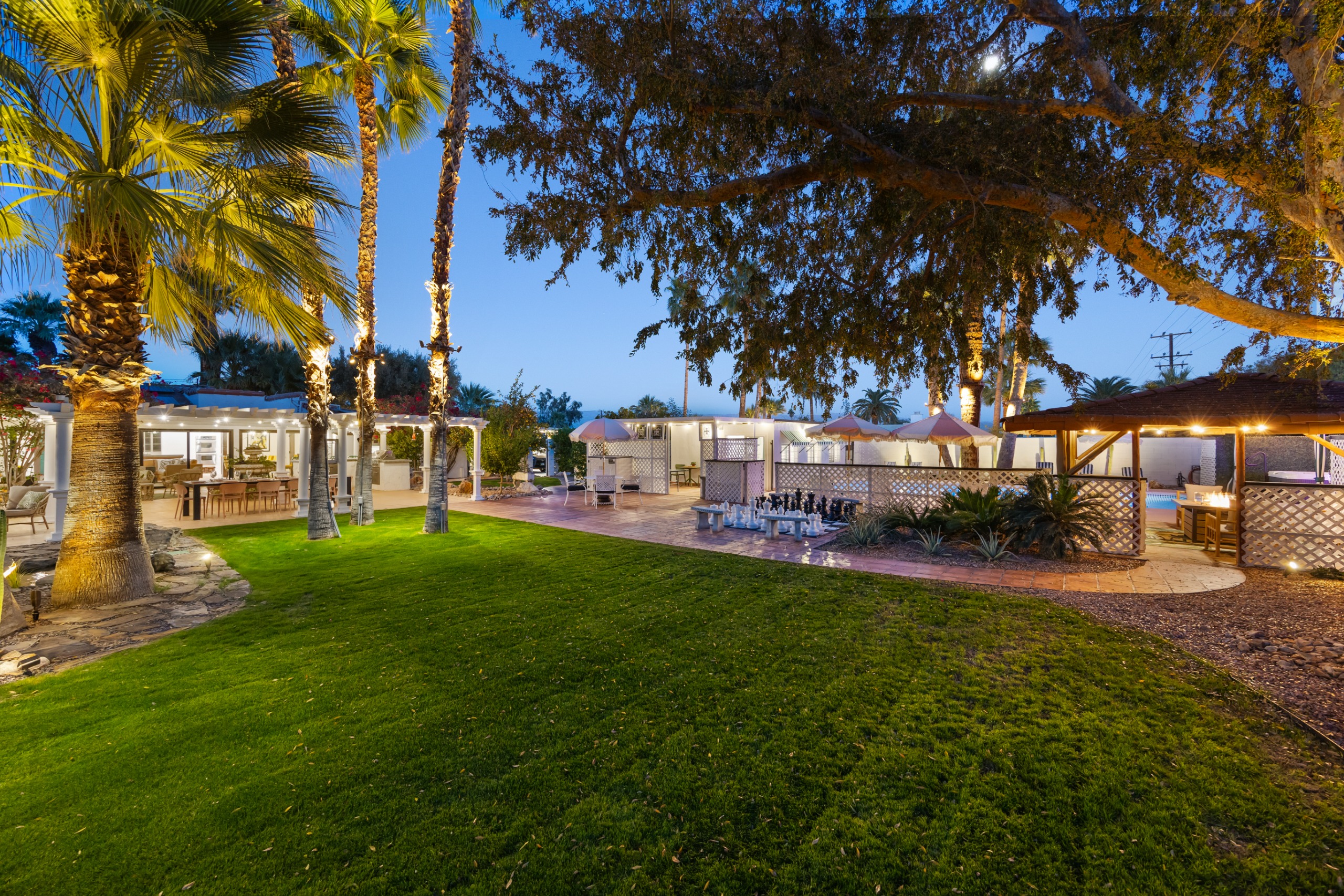 Event space at Palm Springs Wedding Estate with Retro Pool Vibes + Hollywood History